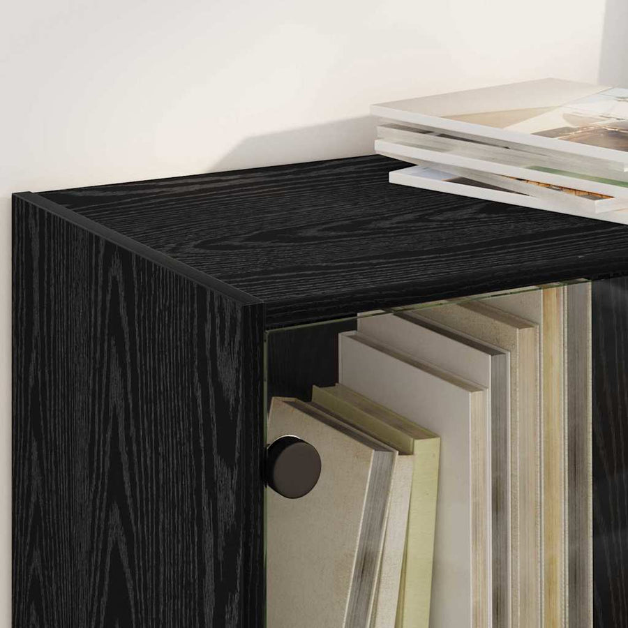 Highboard 2 pcs Zwart Eiken 68 x 37 x 142 cm Bewerkt hout