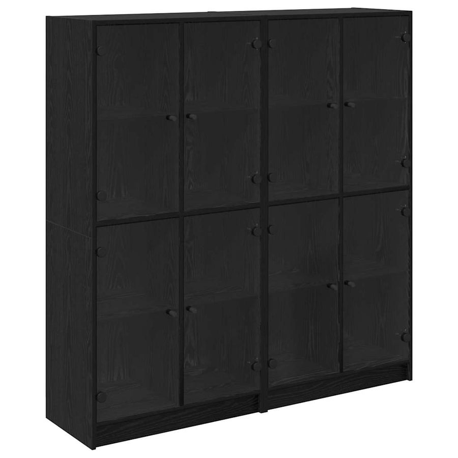 Highboard 2 pcs Zwart Eiken 68 x 37 x 142 cm Bewerkt hout