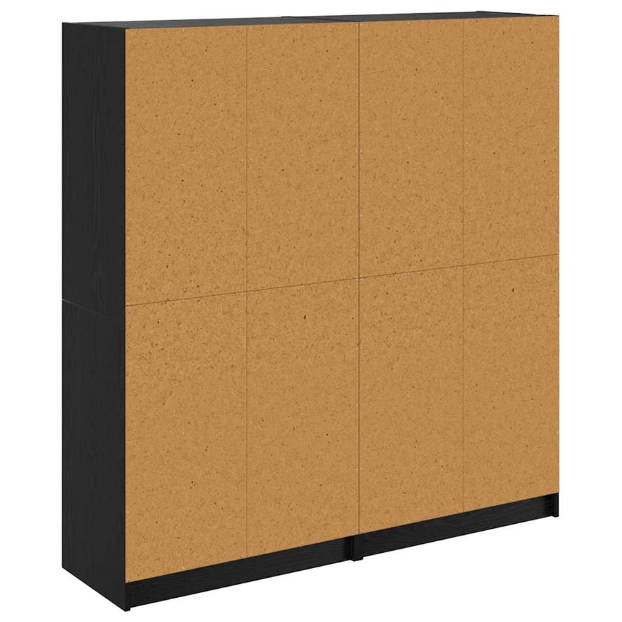Highboard 2 pcs Zwart Eiken 68 x 37 x 142 cm Bewerkt hout