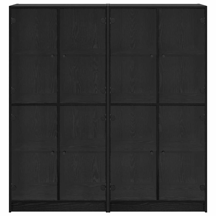 Highboard 2 pcs Zwart Eiken 68 x 37 x 142 cm Bewerkt hout