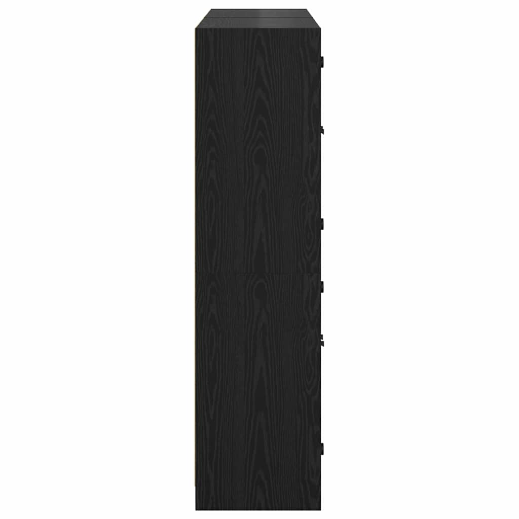 Highboard 2 pcs Zwart Eiken 68 x 37 x 142 cm Bewerkt hout