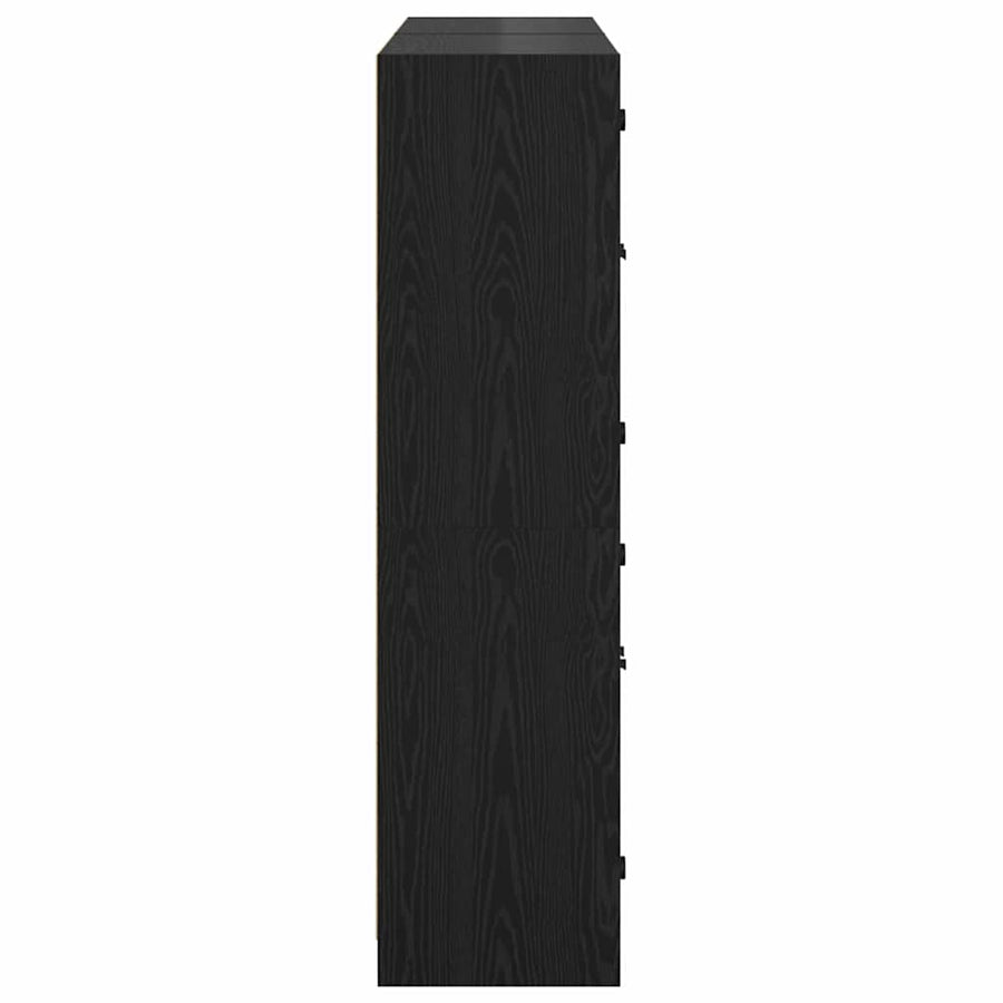 Highboard 2 pcs Zwart Eiken 68 x 37 x 142 cm Bewerkt hout