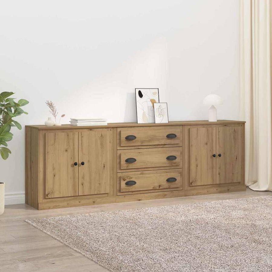 Dressoirs 3 pcs Oud Hout 210 x 35,5 x 67,5 cm Bewerkt hout