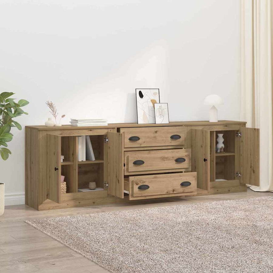 Dressoirs 3 pcs Oud Hout 210 x 35,5 x 67,5 cm Bewerkt hout