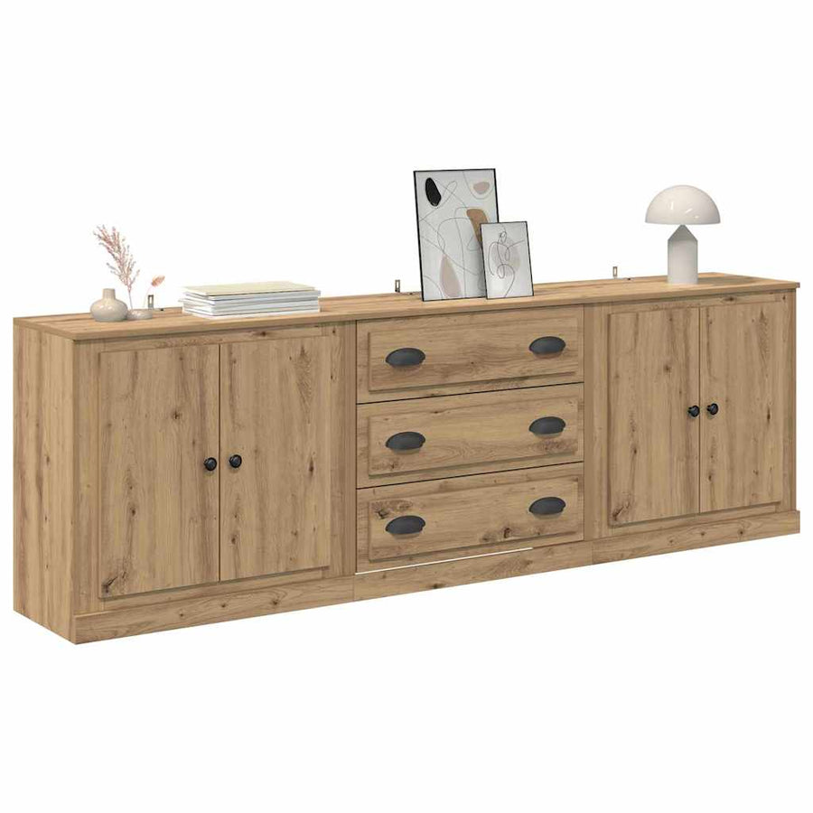 Dressoirs 3 pcs Oud Hout 210 x 35,5 x 67,5 cm Bewerkt hout