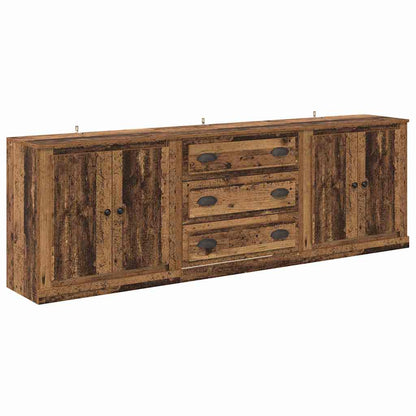 Dressoirs 3 pcs Zwart Eiken 210 x 35,5 x 67,5 cm Bewerkt hout