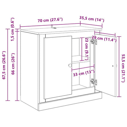Dressoirs 3 pcs Zwart Eiken 210 x 35,5 x 67,5 cm Bewerkt hout