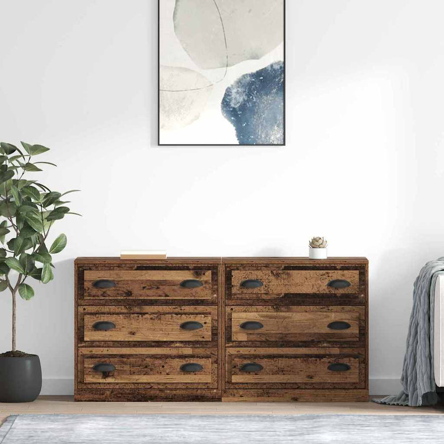 Dressoirs 2 pcs Oud Hout 70 x 35,5 x 67,5 cm Bewerkt hout