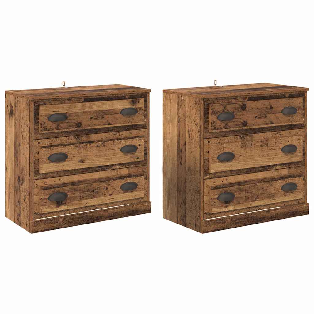 Dressoirs 2 pcs Oud Hout 70 x 35,5 x 67,5 cm Bewerkt hout