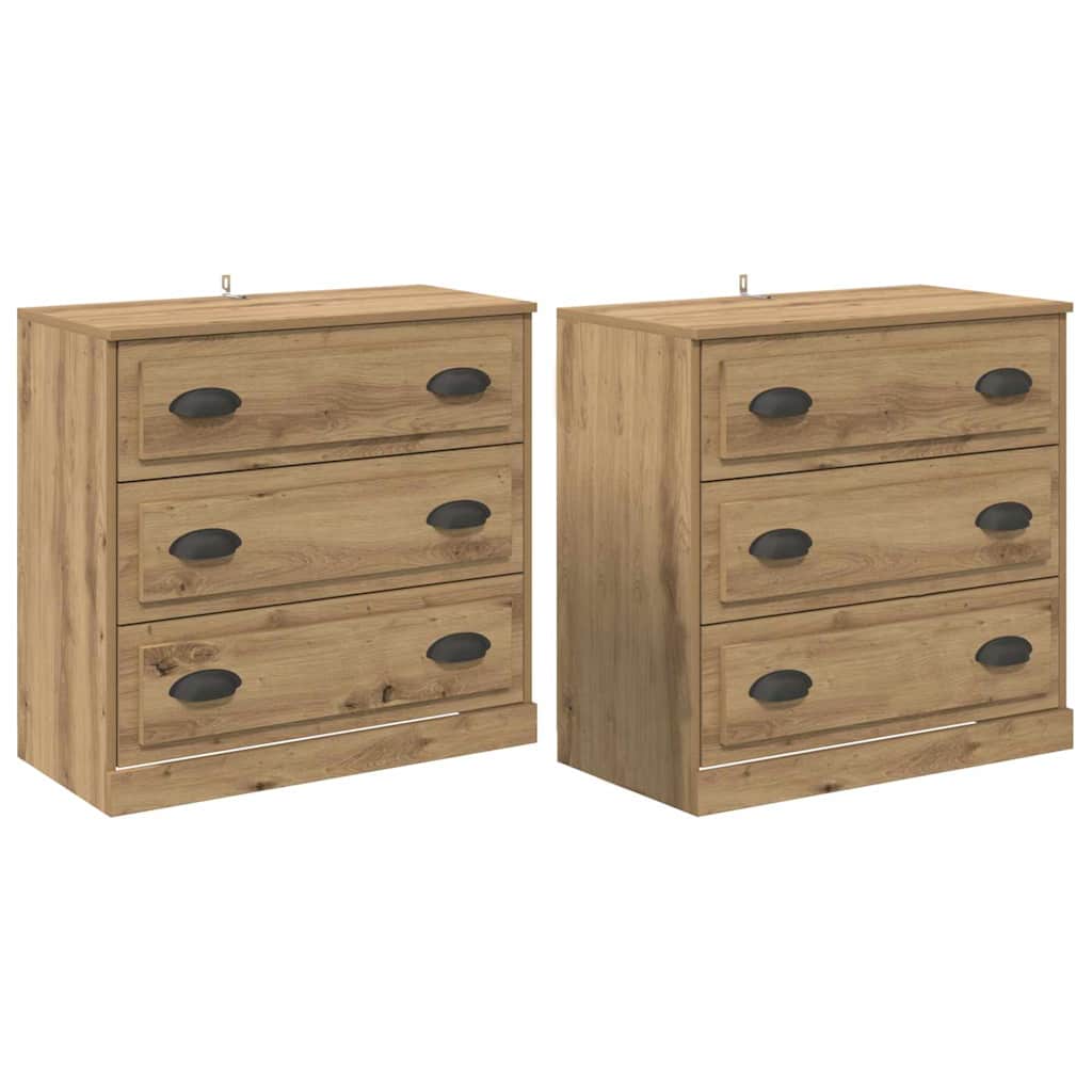 Dressoirs 2 pcs Artisan Eiken 70 x 35,5 x 67,5 cm Bewerkt hout