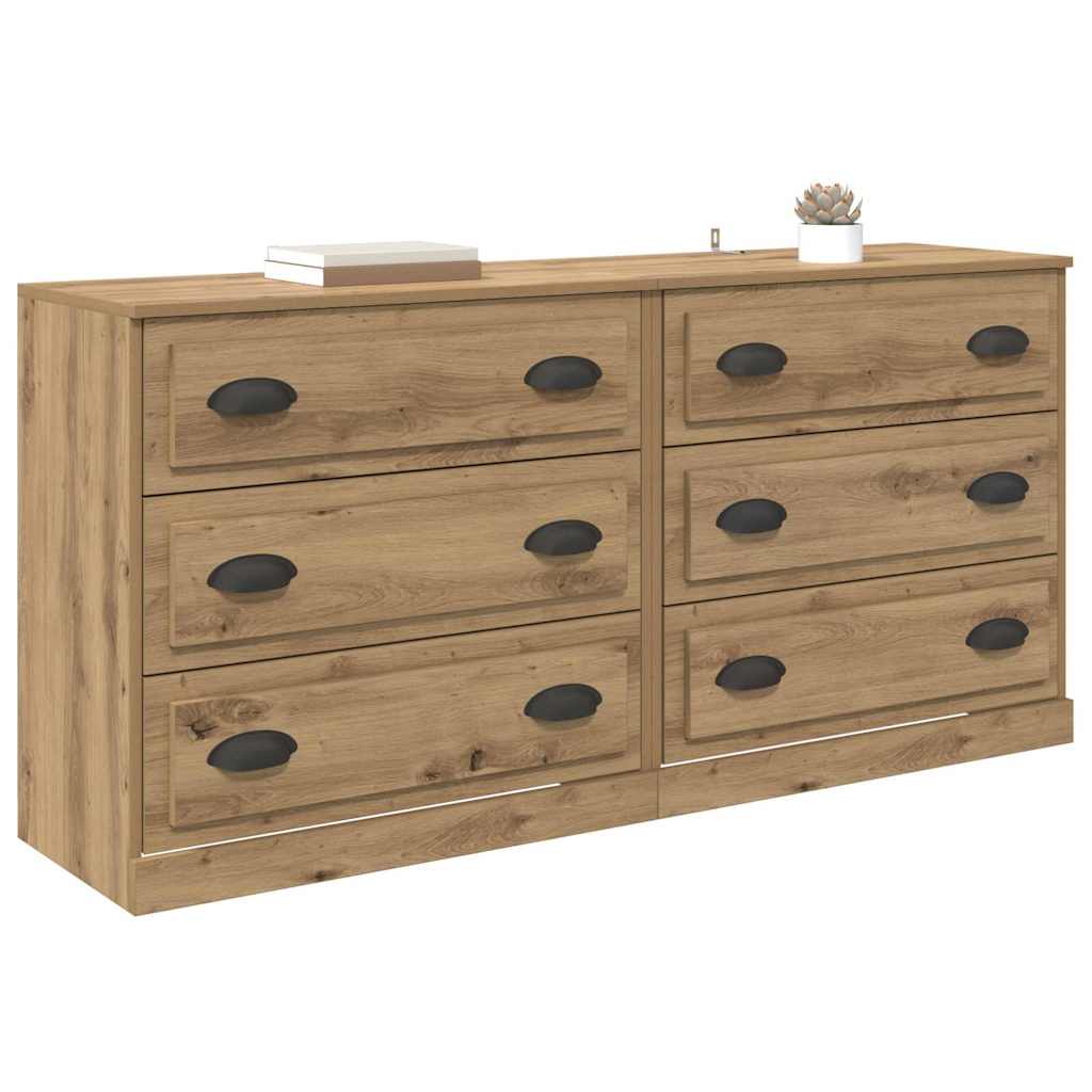 Dressoirs 2 pcs Artisan Eiken 70 x 35,5 x 67,5 cm Bewerkt hout