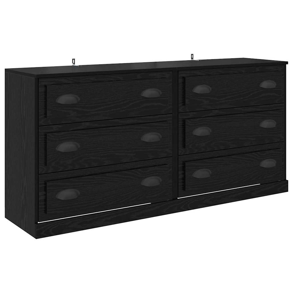 Dressoirs 2 pcs Zwart Eiken 70 x 35,5 x 67,5 cm Bewerkt hout