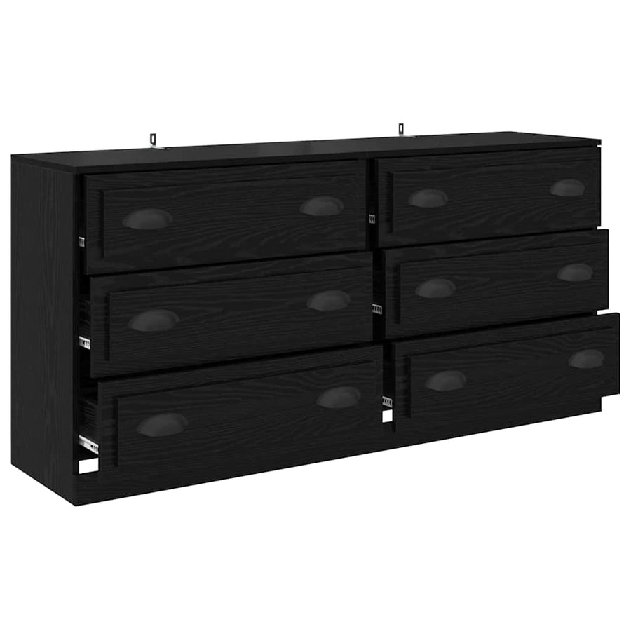 Dressoirs 2 pcs Zwart Eiken 70 x 35,5 x 67,5 cm Bewerkt hout
