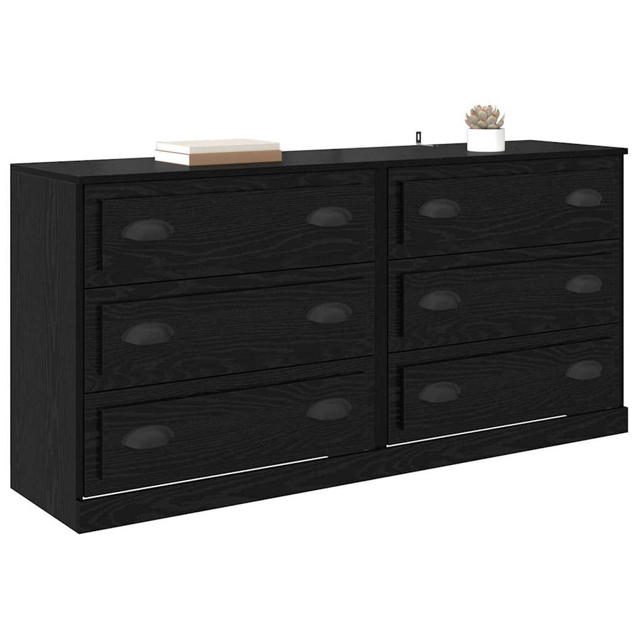 Dressoirs 2 pcs Zwart Eiken 70 x 35,5 x 67,5 cm Bewerkt hout
