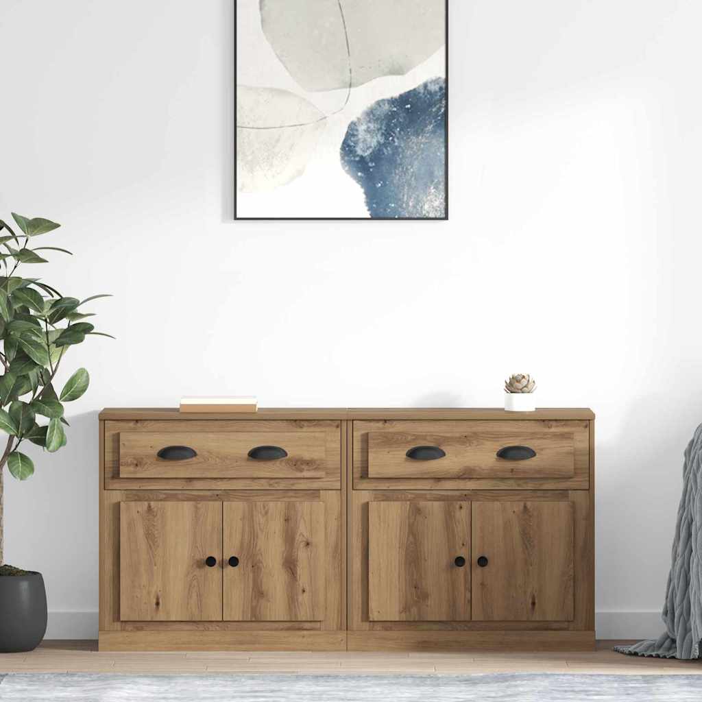 Dressoirs 2 pcs Artisan Eiken 70 x 35,5 x 67,5 cm Bewerkt hout