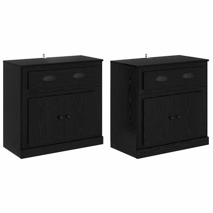 Dressoirs 2 pcs Zwart Eiken 70 x 35,5 x 67,5 cm Bewerkt hout