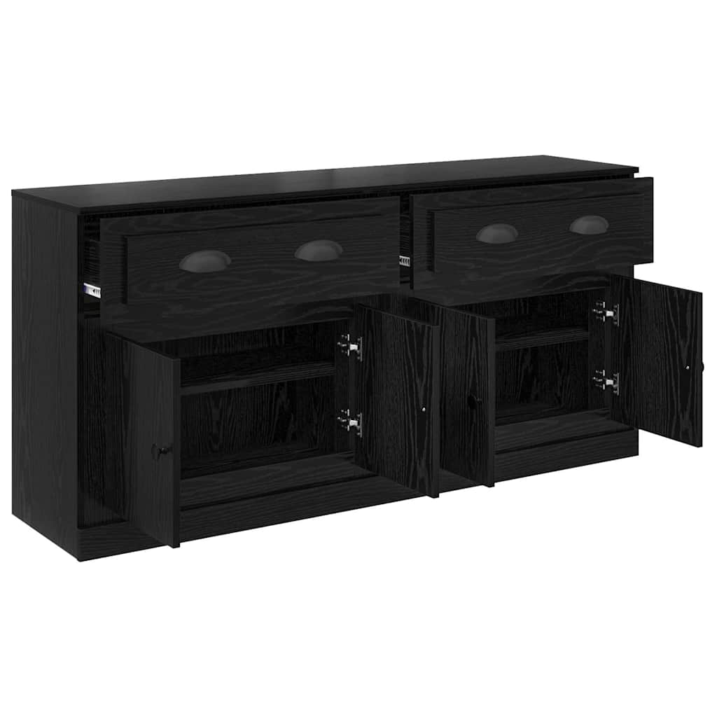 Dressoirs 2 pcs Zwart Eiken 70 x 35,5 x 67,5 cm Bewerkt hout