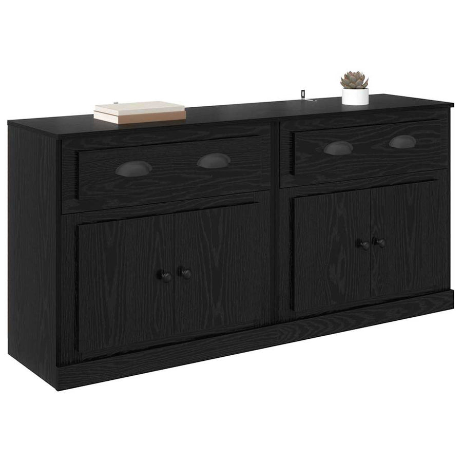 Dressoirs 2 pcs Zwart Eiken 70 x 35,5 x 67,5 cm Bewerkt hout