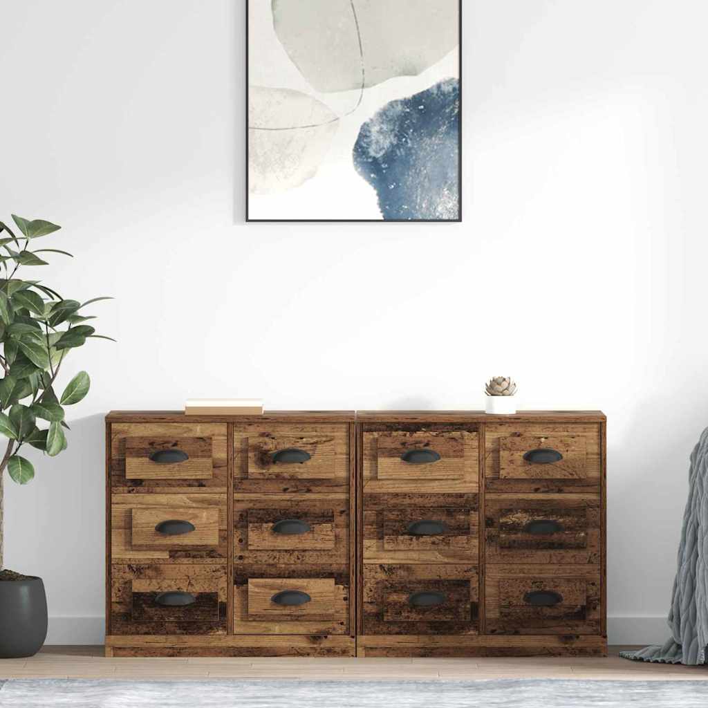 Dressoirs 2 pcs Oud Hout 70 x 35,5 x 67,5 cm Bewerkt hout