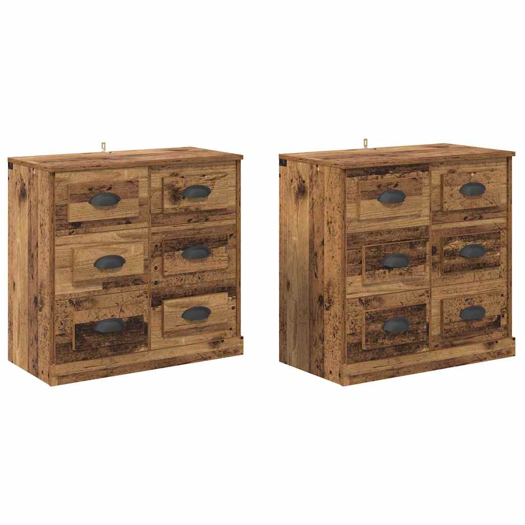 Dressoirs 2 pcs Oud Hout 70 x 35,5 x 67,5 cm Bewerkt hout