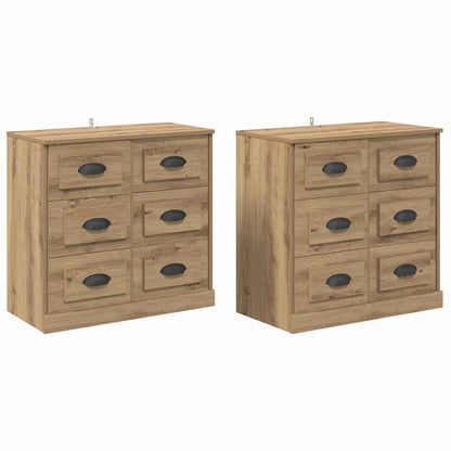 Dressoirs 2 pcs Artisan Eiken 70 x 35,5 x 67,5 cm Bewerkt hout