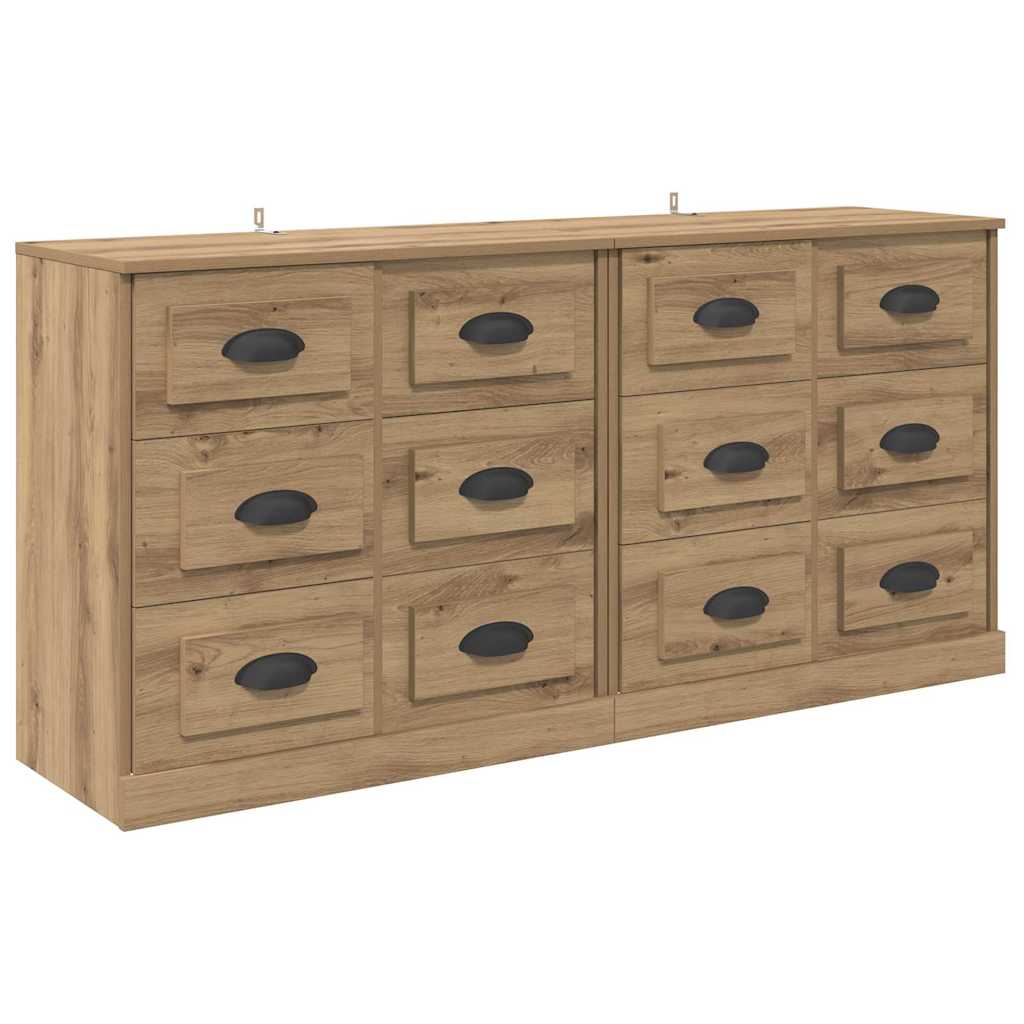 Dressoirs 2 pcs Artisan Eiken 70 x 35,5 x 67,5 cm Bewerkt hout