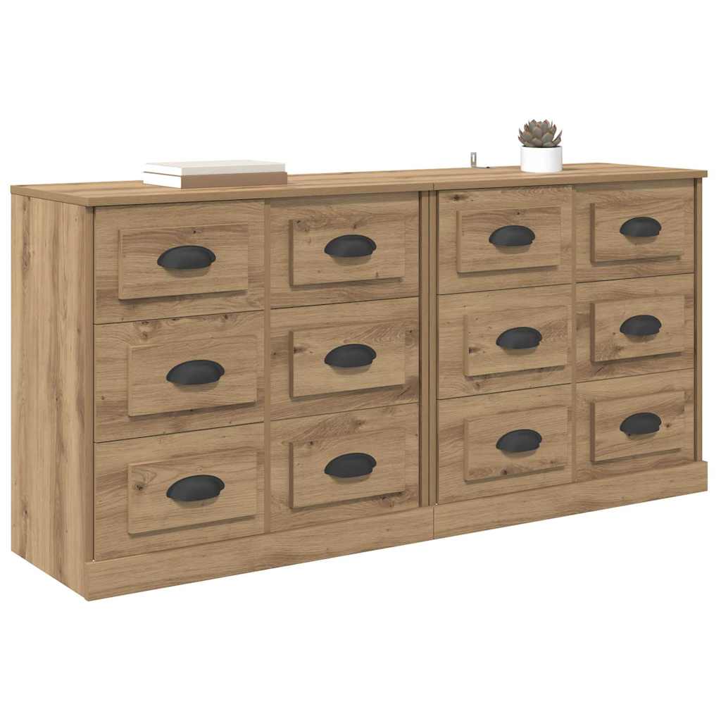Dressoirs 2 pcs Artisan Eiken 70 x 35,5 x 67,5 cm Bewerkt hout