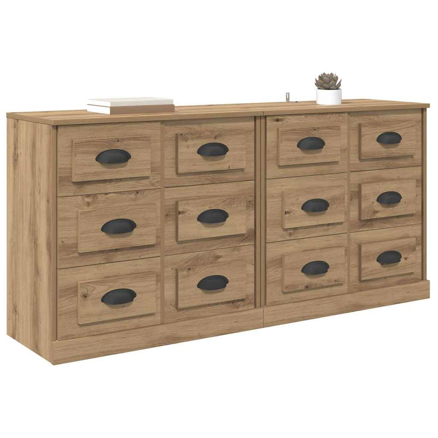 Dressoirs 2 pcs Artisan Eiken 70 x 35,5 x 67,5 cm Bewerkt hout