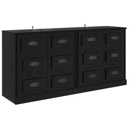 Dressoirs 2 pcs Zwart Eiken 70 x 35,5 x 67,5 cm Bewerkt hout