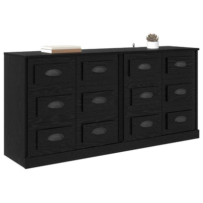Dressoirs 2 pcs Zwart Eiken 70 x 35,5 x 67,5 cm Bewerkt hout