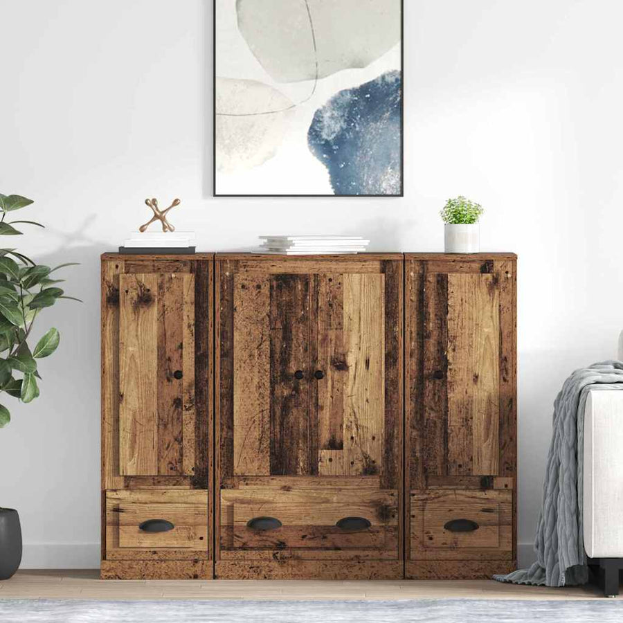 Highboard met lade 3 pcs Oud Hout Bewerkt hout