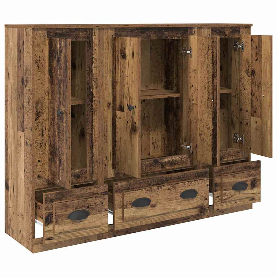 Highboard met lade 3 pcs Oud Hout Bewerkt hout