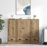 Hoge kast met lade 132x35,5x103,5 cm bewerkt hout