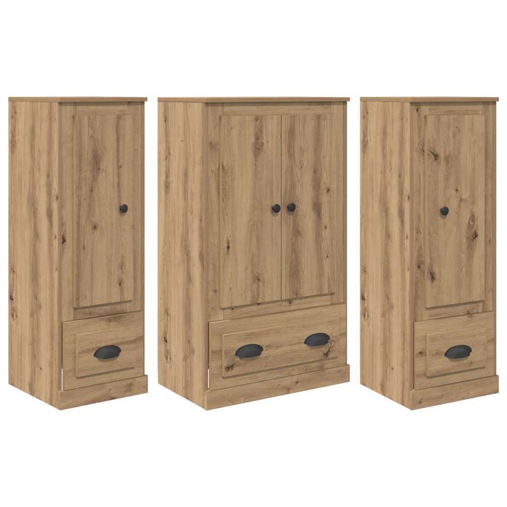 Hoge kast met lade 3 pcs Artisan Eiken Bewerkt hout