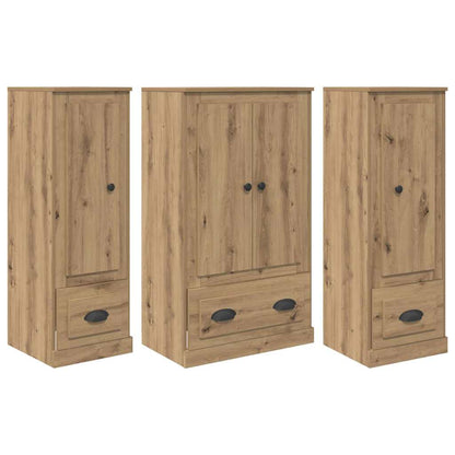 Hoge kast met lade 3 pcs Artisan Eiken Bewerkt hout