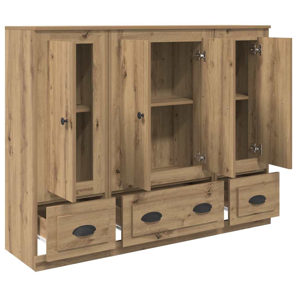 Hoge kast met lade 3 pcs Artisan Eiken Bewerkt hout