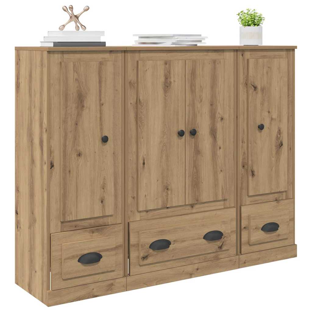 Hoge kast met lade 3 pcs Artisan Eiken Bewerkt hout