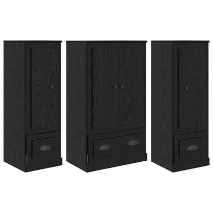 Dressoir met lade 3 pcs Zwart Eiken Bewerkt hout