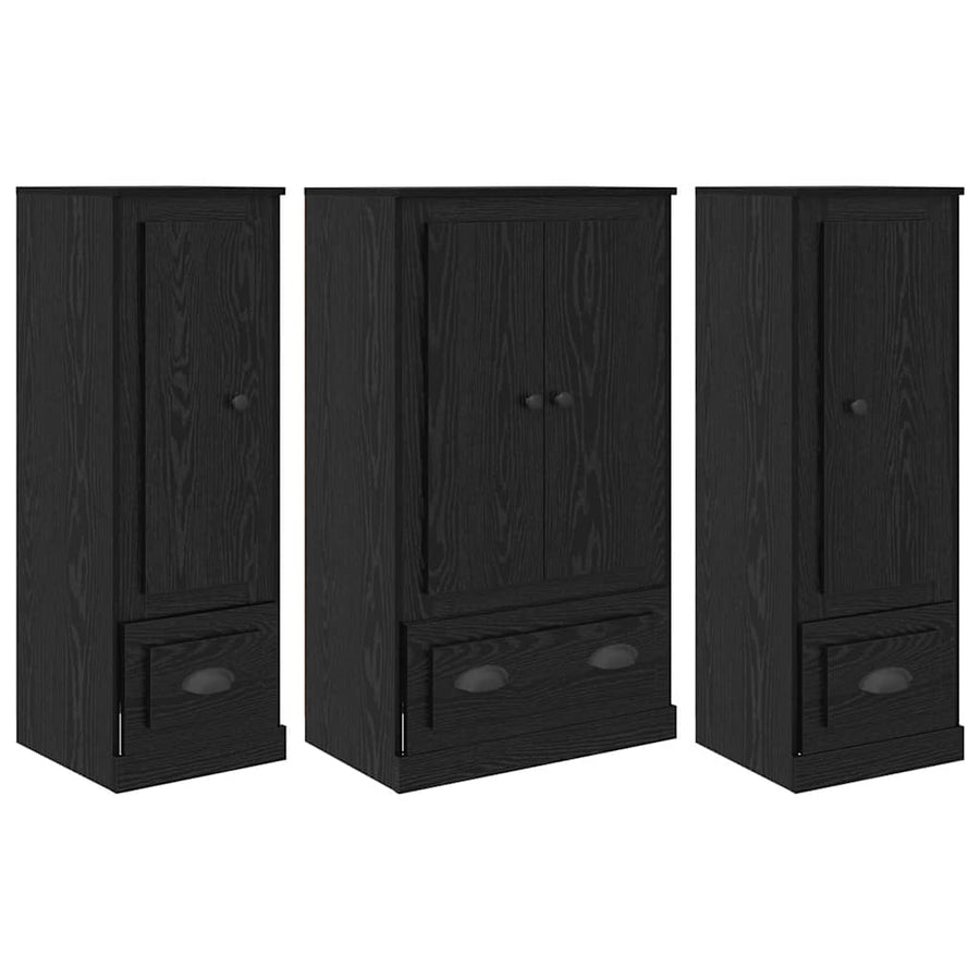 Dressoir met lade 3 pcs Zwart Eiken Bewerkt hout