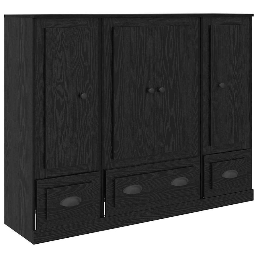 Dressoir met lade 3 pcs Zwart Eiken Bewerkt hout