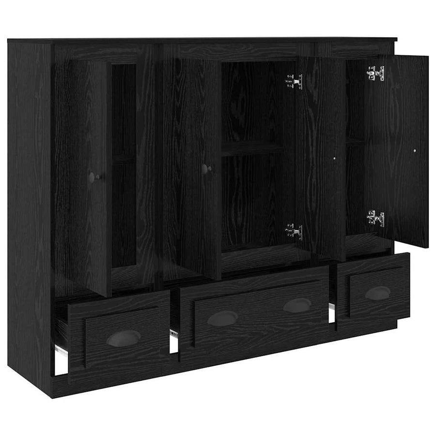 Dressoir met lade 3 pcs Zwart Eiken Bewerkt hout