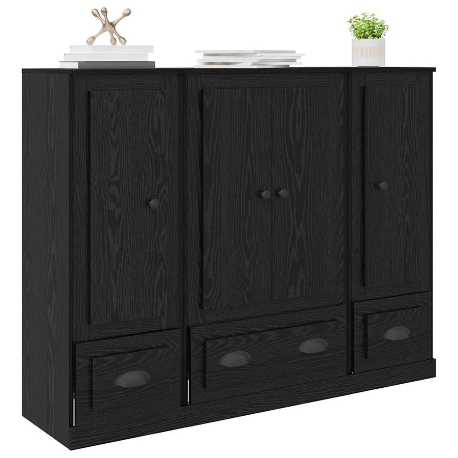 Dressoir met lade 3 pcs Zwart Eiken Bewerkt hout