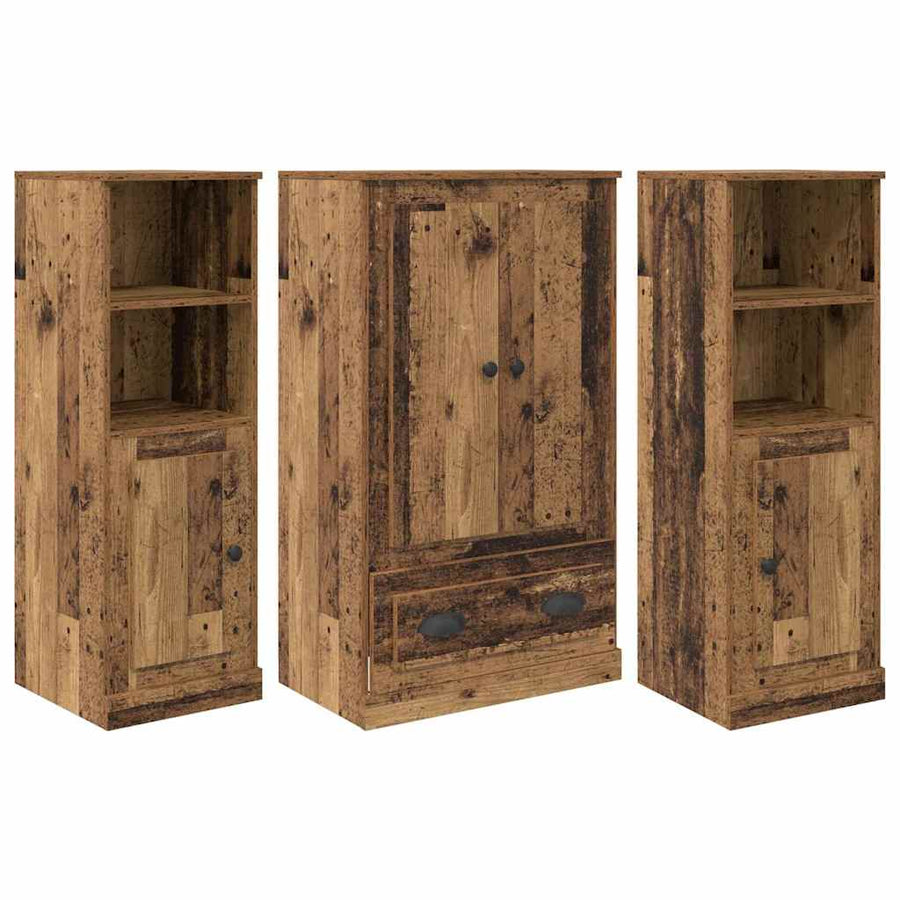 Hoge kast met lade 3 pcs Oud Hout Bewerkt hout