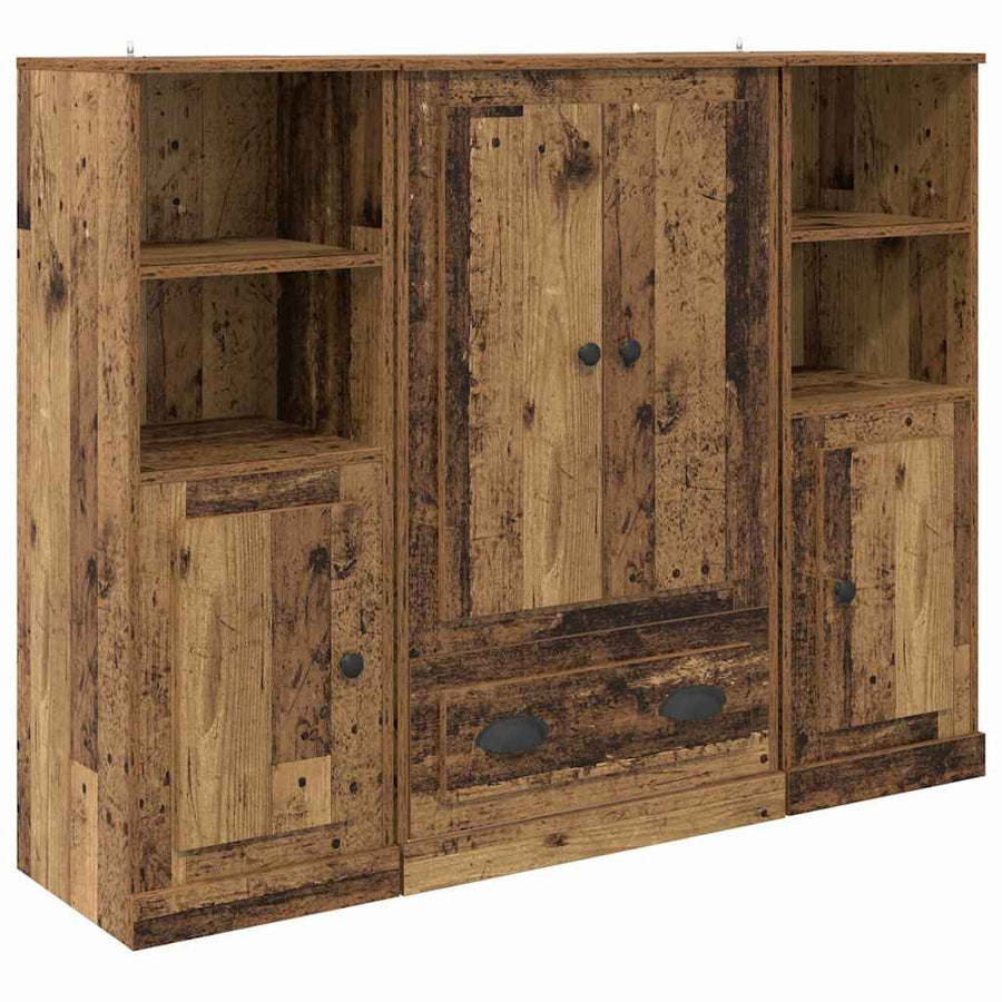 Hoge kast met lade 3 pcs Oud Hout Bewerkt hout