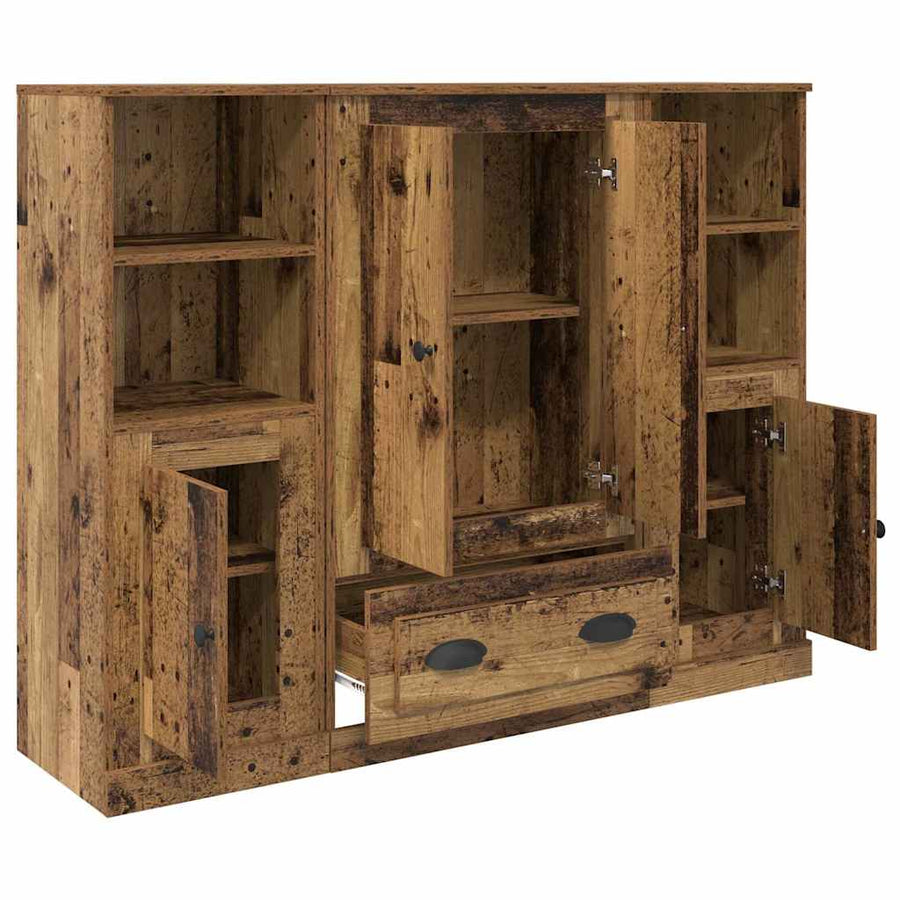 Hoge kast met lade 3 pcs Oud Hout Bewerkt hout
