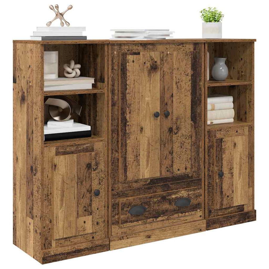 Hoge kast met lade 3 pcs Oud Hout Bewerkt hout