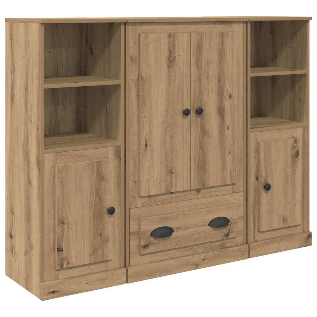 Hoge kast met lade 3 pcs Artisan Eiken Bewerkt hout