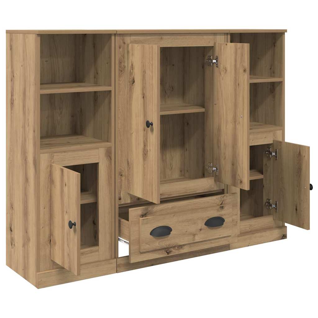 Hoge kast met lade 3 pcs Artisan Eiken Bewerkt hout