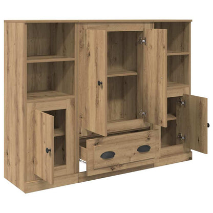 Hoge kast met lade 3 pcs Artisan Eiken Bewerkt hout