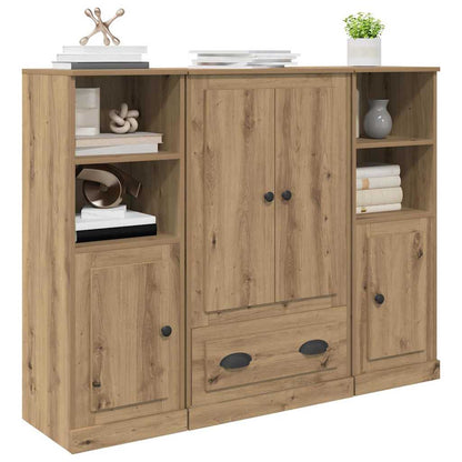 Hoge kast met lade 3 pcs Artisan Eiken Bewerkt hout